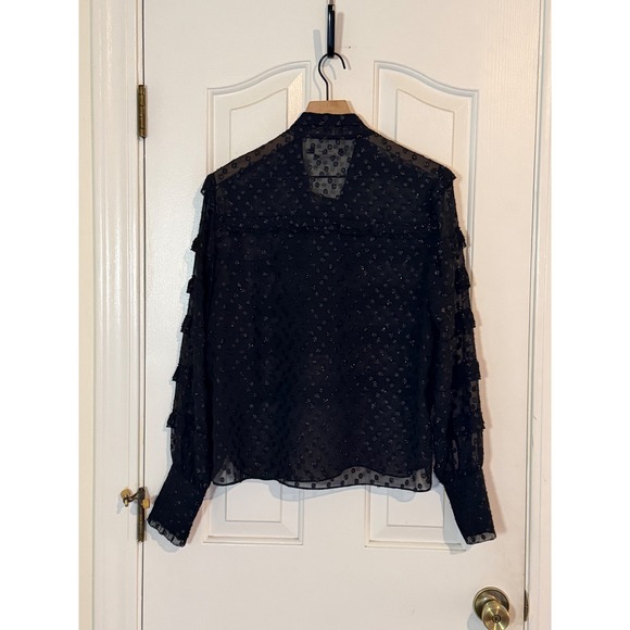 Isabel Marant | Lurex Dot Alba Top EU40/US Large Black Glitter Ruffle Trim - Picture 5 of 10